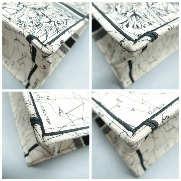 100% Authentic DIOR Book Tote Beige&Black Cloth Shoulder Bag 2152-113024 - Picture 7 of 12